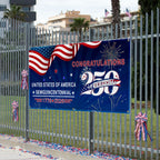 Congratulations 250 Semiquincentennial 1776 2026 Fence Banner, United States of America Patriotic outdoor Flag