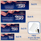 Congratulations 250 Semiquincentennial 1776 2026 Fence Banner, United States of America Patriotic outdoor Flag