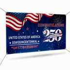 Congratulations 250 Semiquincentennial 1776 2026 Fence Banner, United States of America Patriotic outdoor Flag