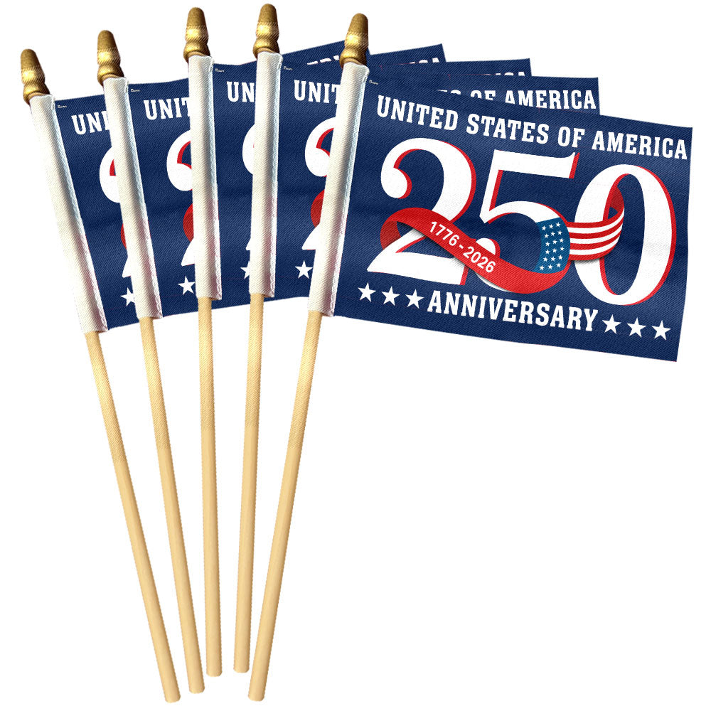Patriotic 250th Anniversary Flag, United States of America 1776 2026 Handheld Flag