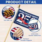 Patriotic 250th Anniversary Flag, United States of America 1776 2026 Handheld Flag