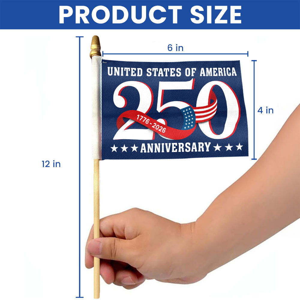 Patriotic 250th Anniversary Flag, United States of America 1776 2026 Handheld Flag