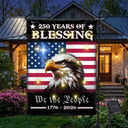 Patriotic 250 Years of Blessing 1776 2026 Flag, We The People American Solar LED Flag Outdoor Decor