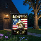 Patriotic 250 Years of Blessing 1776 2026 Flag, We The People American Solar LED Flag Outdoor Decor