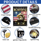 Patriotic 250 Years of Blessing 1776 2026 Flag, We The People American Solar LED Flag Outdoor Decor