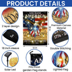Patriotic God Bless America Flag, 250 Years of Freedom We The People 1776 2026 Solar Led Flag Decor