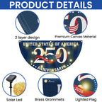 Patriotic 250 Years 1776 2026 Flag Decor, America Semiquincentennial Solar Led Fan Flag