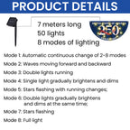 Patriotic 250 Years 1776 2026 Flag Decor, America Semiquincentennial Solar Led Fan Flag