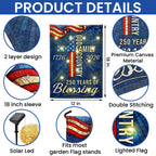 American 1776 2026 Patriotic Garden Flag, 250 Years of Blessing God Family Country Solar LED Flag