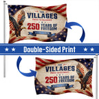 The Villages Community 250 Years Celebration Flag, Florida America 1776 2026 Grommet Flag