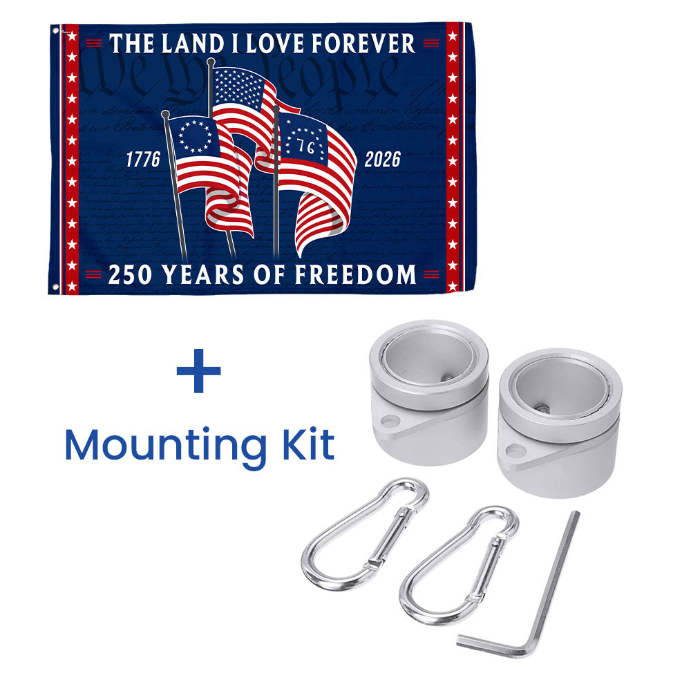 250 Years Heritage Flag with Revolution American Flags, Patriotic The Land I love 1776 2026 Flag