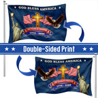 250 Years of Freedom Christian Flag, God Bless America Patriotic 1776 2026 Grommet Flag