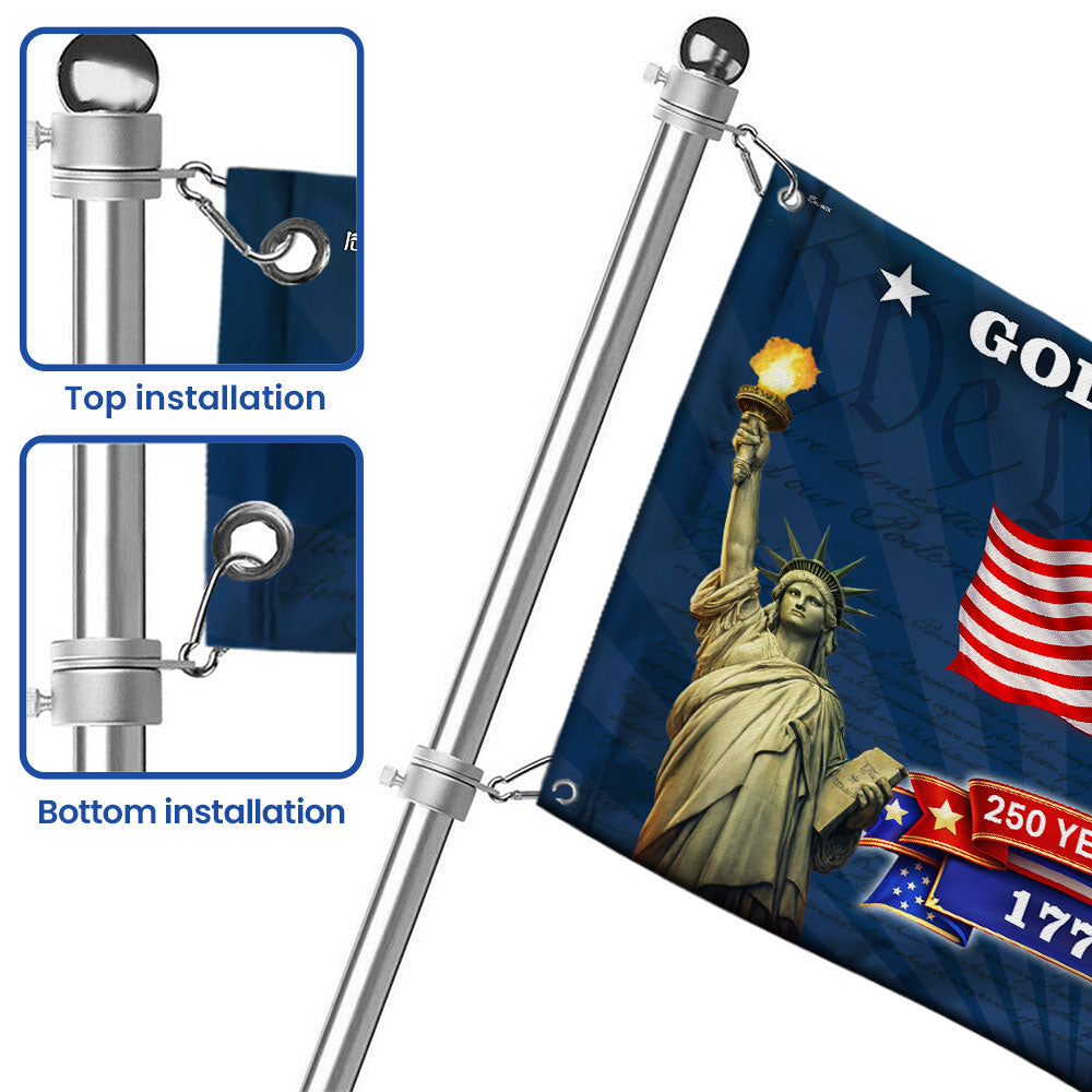 250 Years of Freedom Christian Flag, God Bless America Patriotic 1776 2026 Grommet Flag