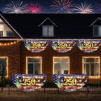 USA 250 Years Semiquincentennial Fan Flag, 1776 2026 Patriotic Solar LED Flag Decor