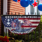 America Navy Fan Flag, 250 Years of Freedom Anchored in Pride Patriotic Flag Decor