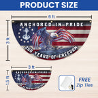 America Navy Fan Flag, 250 Years of Freedom Anchored in Pride Patriotic Flag Decor