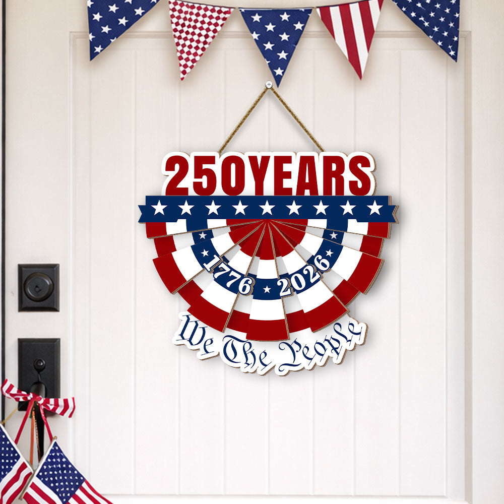 Patriotic 250 Years American Hanging Sign, 1776 2026 Wooden Decor for Independence Day