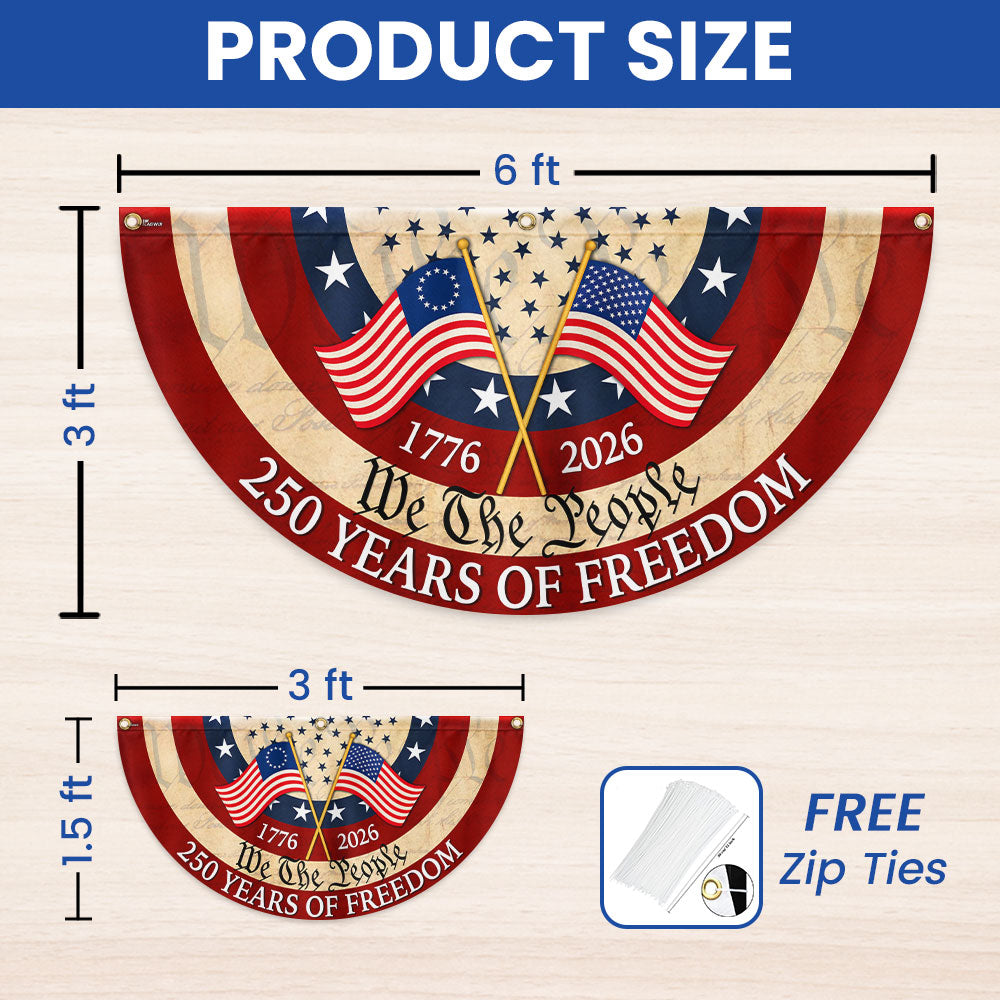 Patriotic American Fan Flag, 250 Years of Freedom We The People 1776 2026 Flag Decor