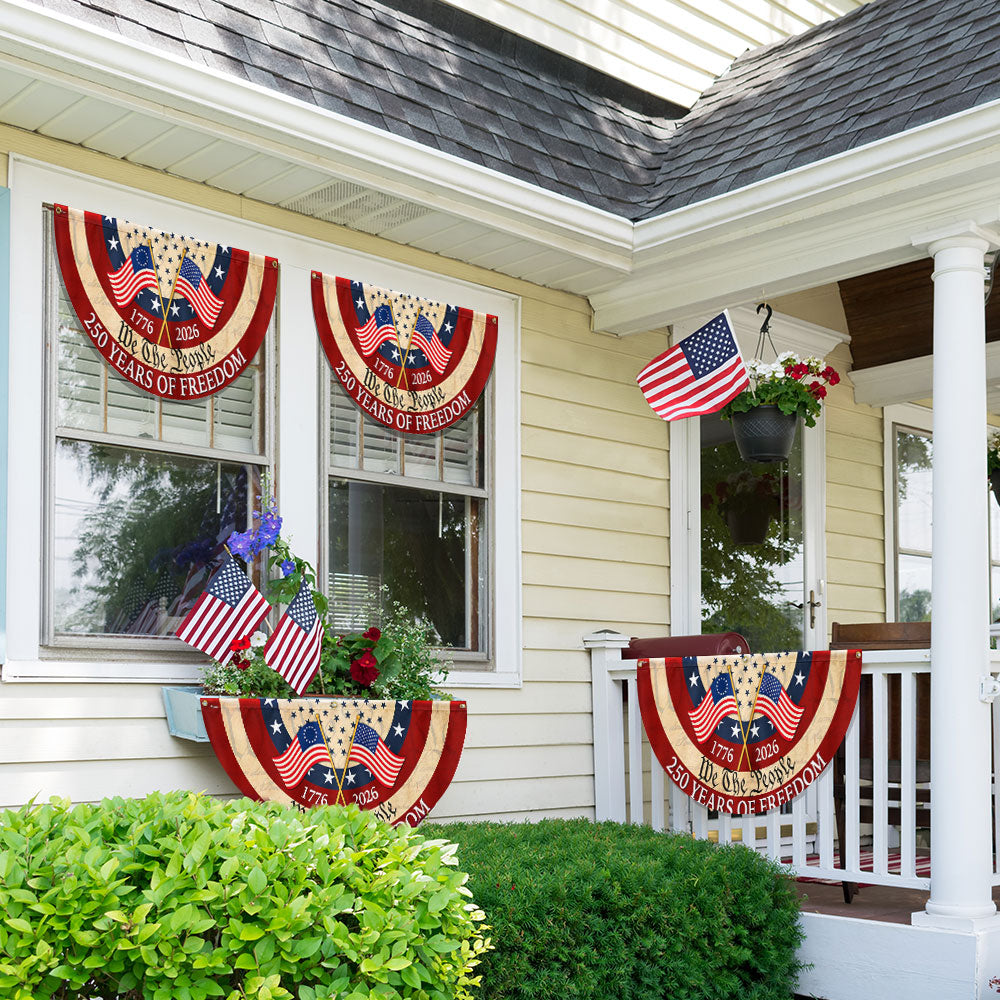 Patriotic American Fan Flag, 250 Years of Freedom We The People 1776 2026 Flag Decor