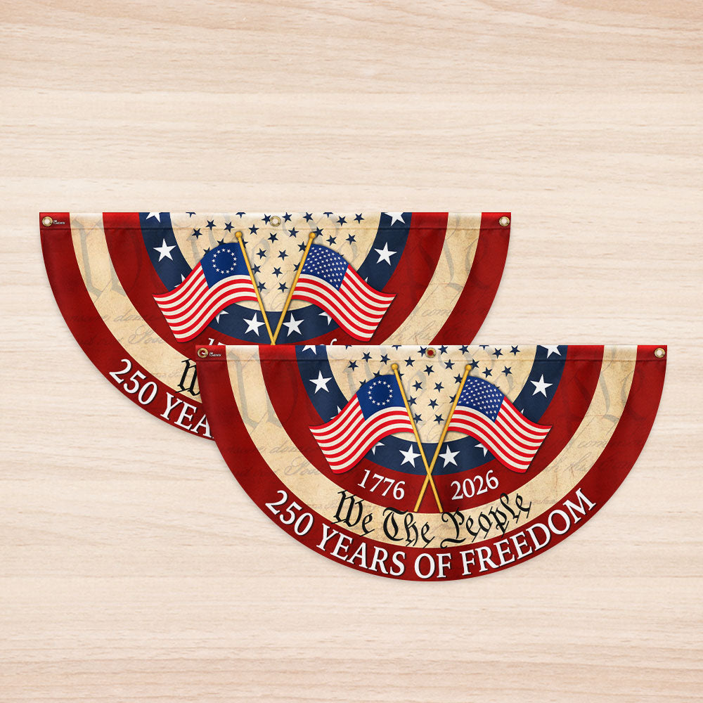 Patriotic American Fan Flag, 250 Years of Freedom We The People 1776 2026 Flag Decor