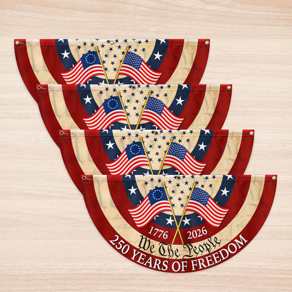 Patriotic American Fan Flag, 250 Years of Freedom We The People 1776 2026 Flag Decor