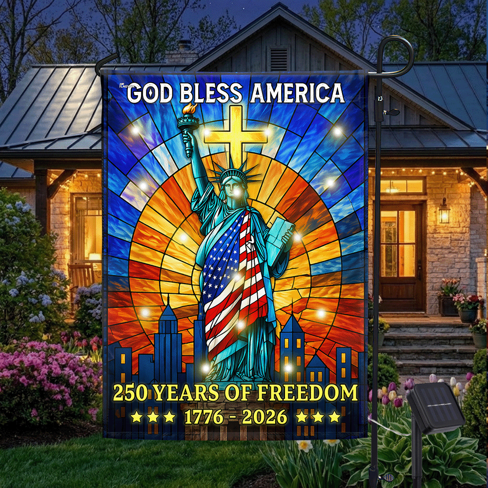 250 Years of Freedom Solar Led Flag, Liberty 1776 2026 American Independence Day Flag Decor