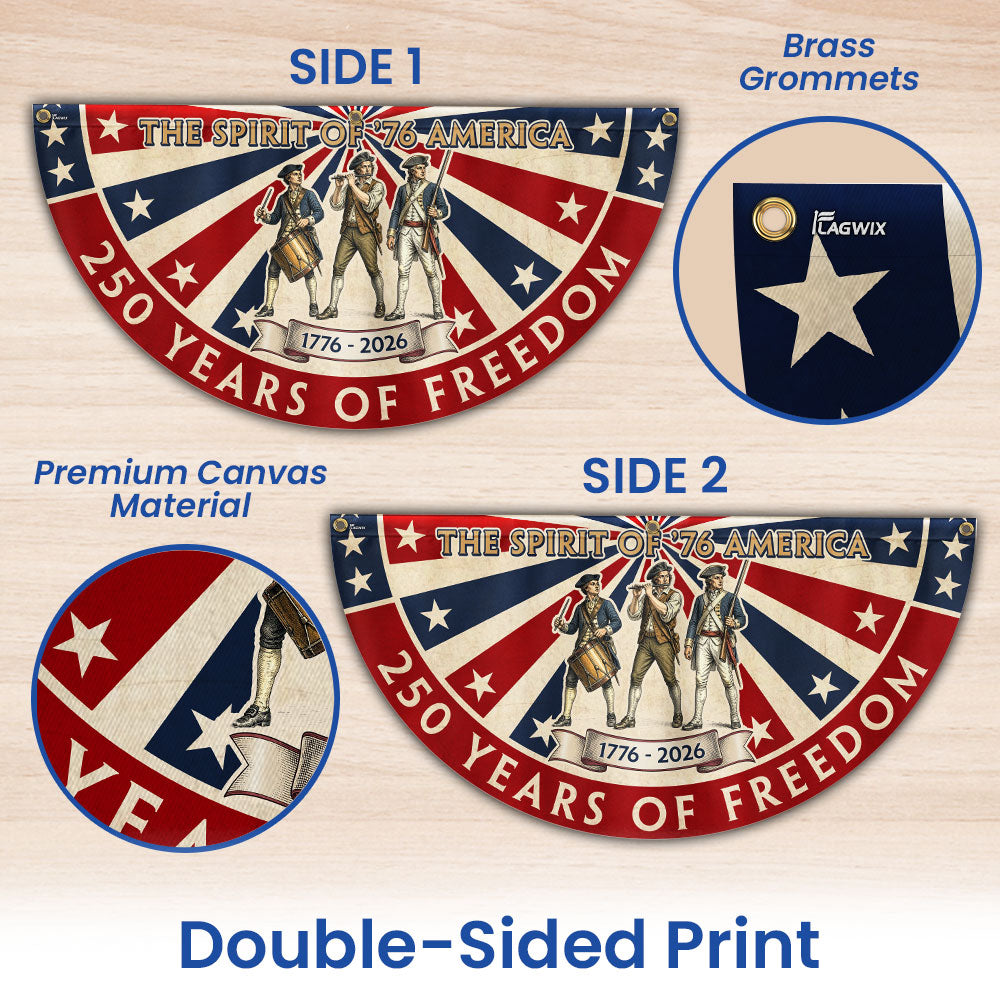 The Spirit of '76 American Bunting Flag, 250 Years of Freedom 1776 2026 Fan Flag