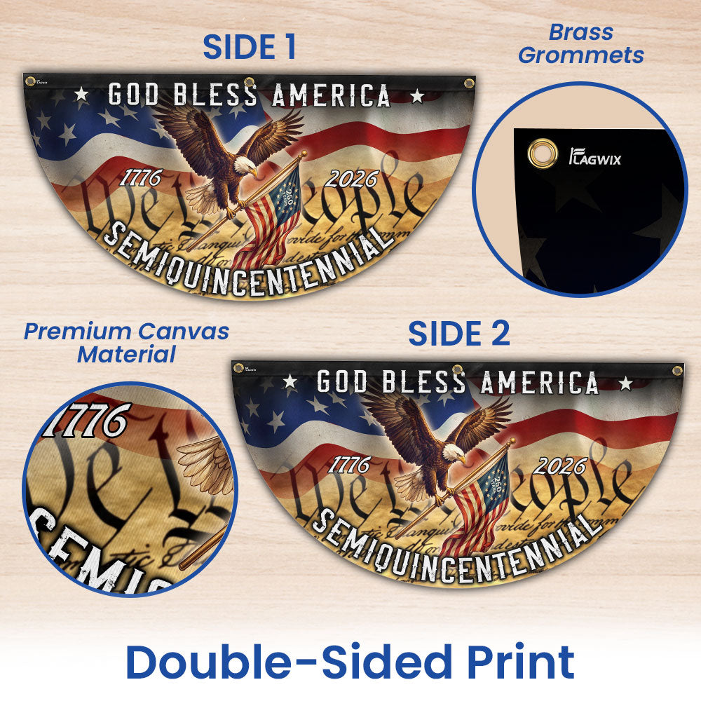 250 Years God Bless America Fan Flag, We The People 1776 2026 Fan Flag Decor