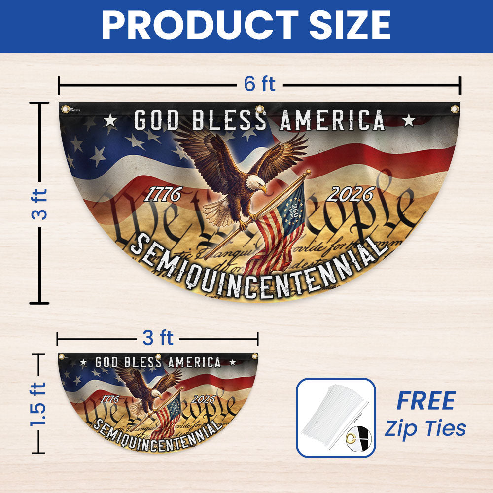 250 Years God Bless America Fan Flag, We The People 1776 2026 Fan Flag Decor