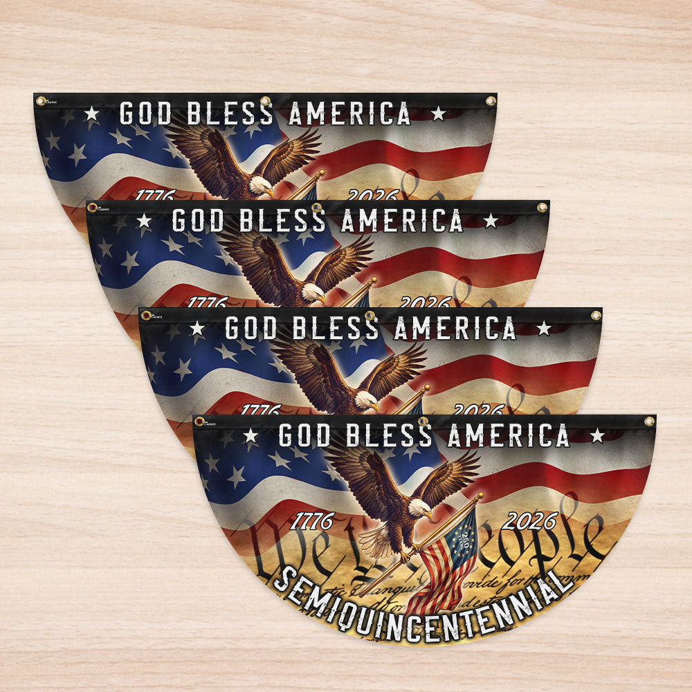 250 Years God Bless America Fan Flag, We The People 1776 2026 Fan Flag Decor
