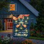 Patriotic Christian 250 Years of Blessings Garden Flag, American 1776 2026 Solar LED Flag