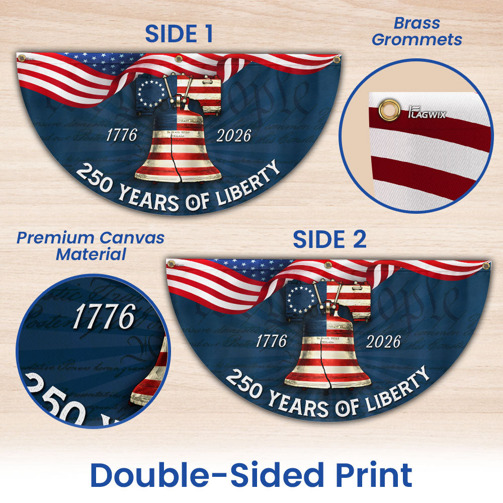 250 Years of Liberty Fan Flag, American Betsy Ross 1776 2026 Patriotic Flag Decor