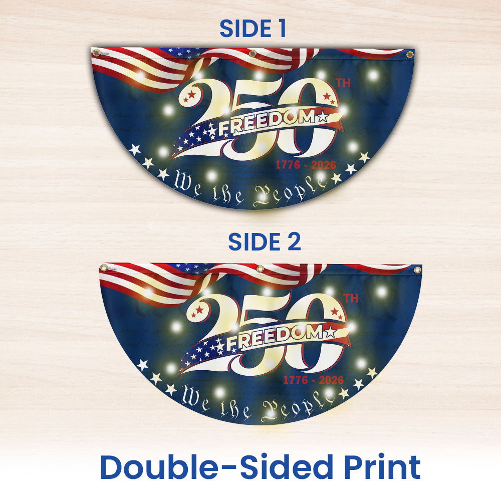 250 Years of Freedom American Fan Flag, Semiquincentennial 1776 2026 Solar Led Flag Decor