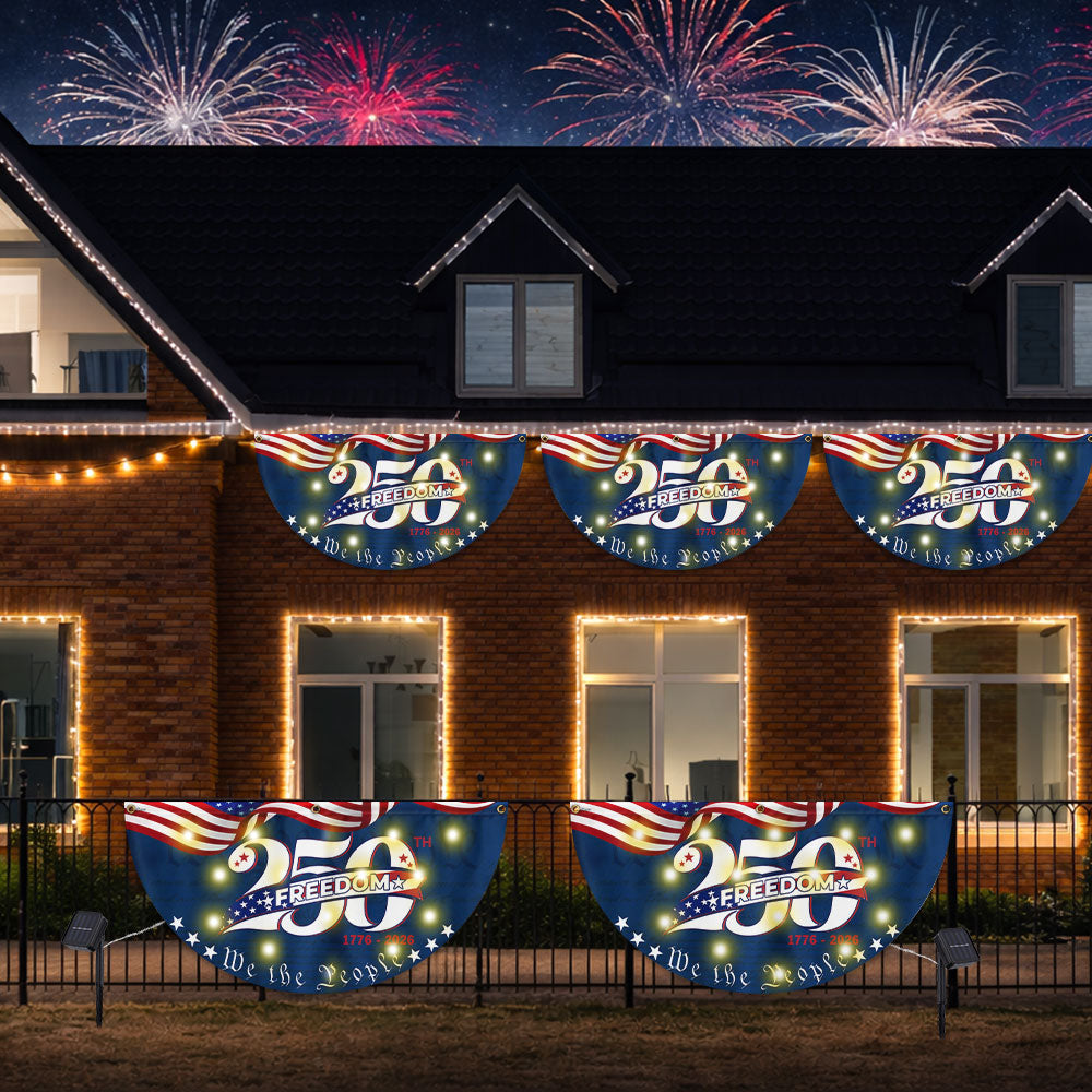250 Years of Freedom American Fan Flag, Semiquincentennial 1776 2026 Solar Led Flag Decor