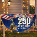 250th Anniversary USA Fan Flag, 1776 2026 Patriotic Solar Led Flag Decor