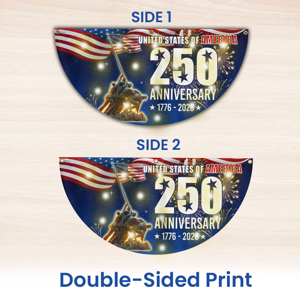 250th Anniversary USA Fan Flag, 1776 2026 Patriotic Solar Led Flag Decor