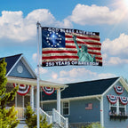 Patriotic 250 Years of Freedom, God Bless America 1776 2026 American Grommet Flag