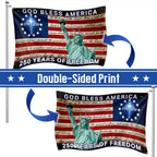 Patriotic 250 Years of Freedom, God Bless America 1776 2026 American Grommet Flag