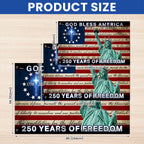 Patriotic 250 Years of Freedom, God Bless America 1776 2026 American Grommet Flag