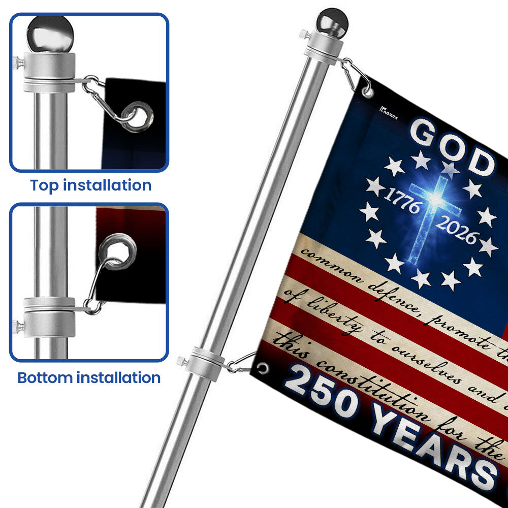 Patriotic 250 Years of Freedom, God Bless America 1776 2026 American Grommet Flag