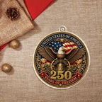 Patriotic God Bless America 2 Sided Ornament, 250 Years of Freedom Hanging Decor