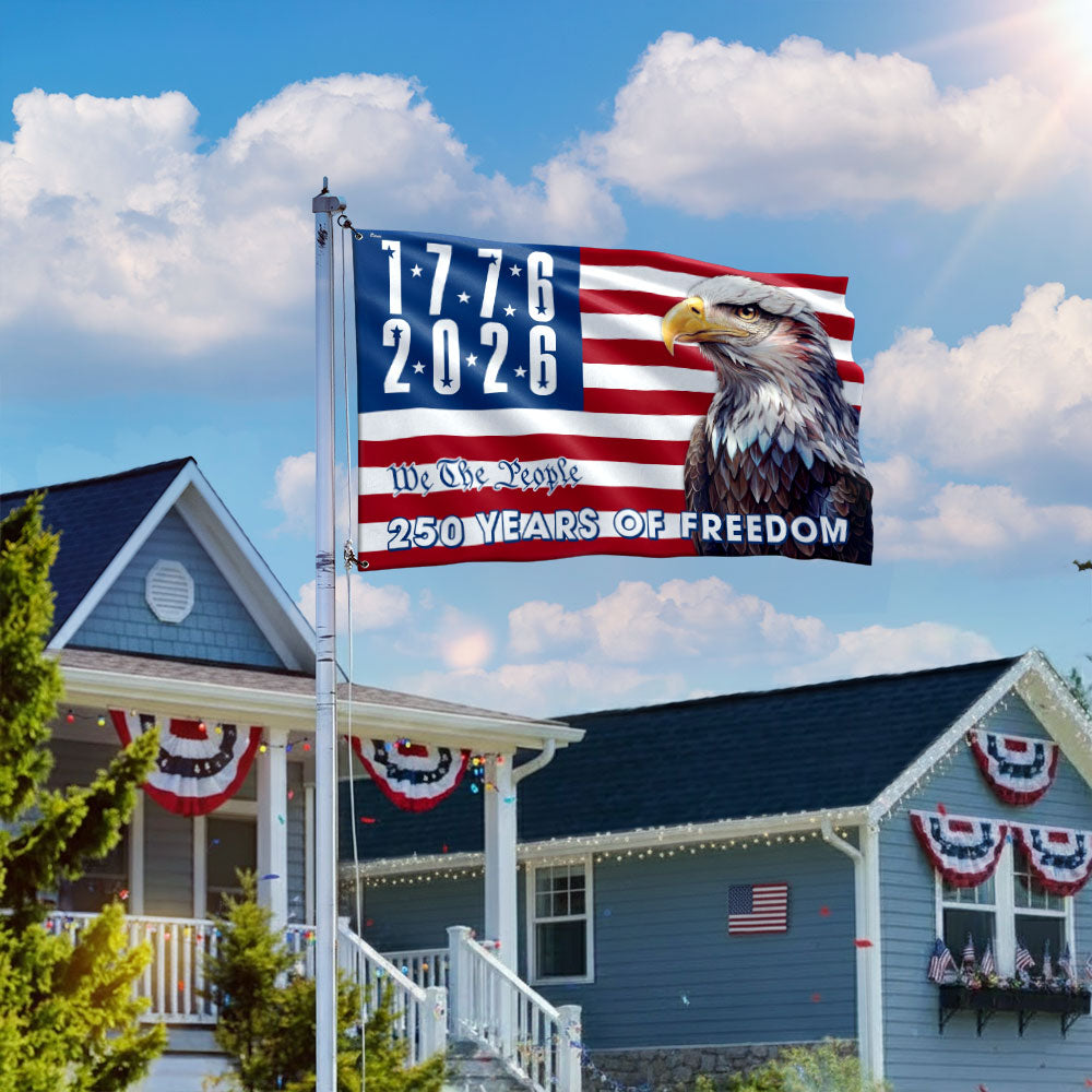 We The People 250 Years of Freedom Flag, 1776 2026 American Grommet Flag Decor