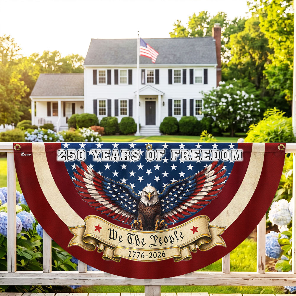 250 Years of Freedom American Fan Flag, Patriotic Bunting Flag We The People 1776 2026