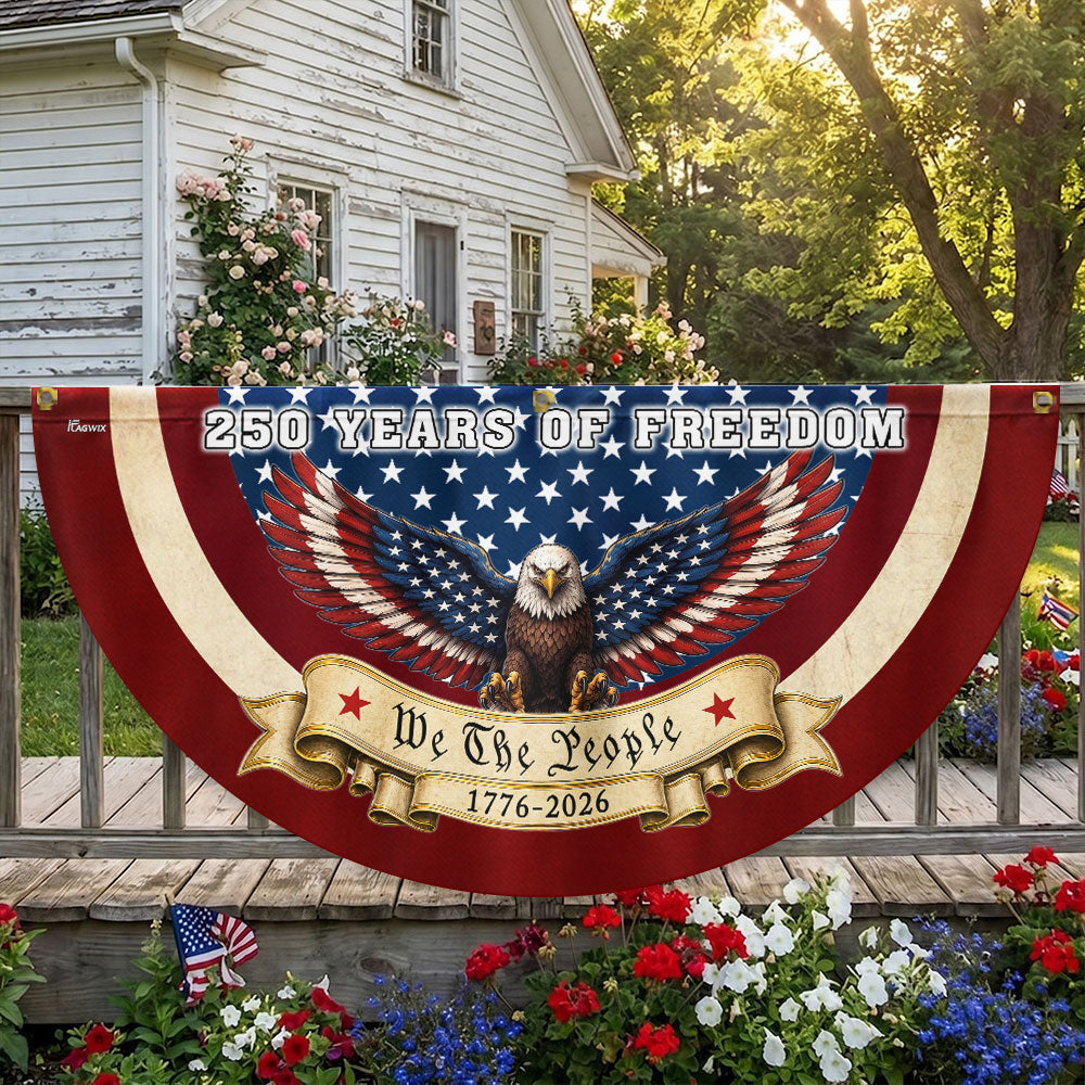 250 Years of Freedom American Fan Flag, Patriotic Bunting Flag We The People 1776 2026