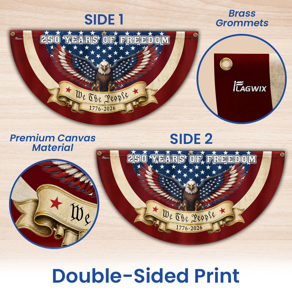 250 Years of Freedom American Fan Flag, Patriotic Bunting Flag We The People 1776 2026