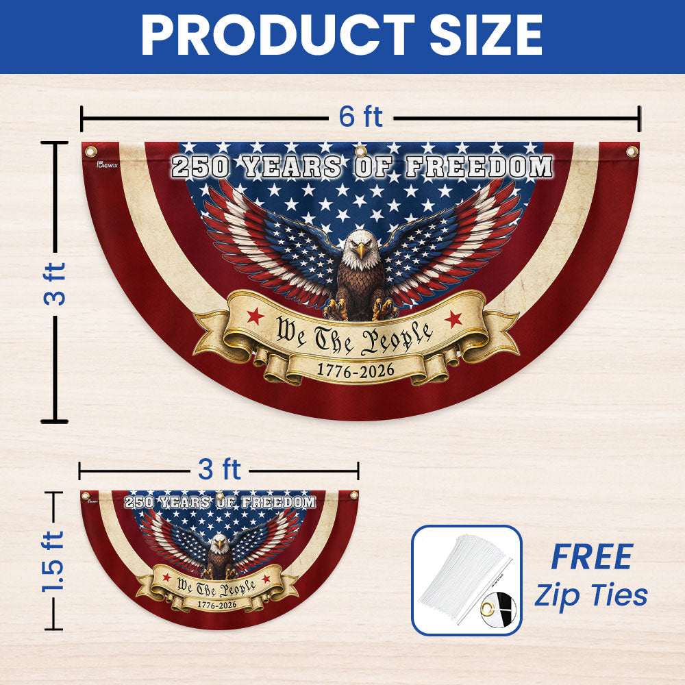 250 Years of Freedom American Fan Flag, Patriotic Bunting Flag We The People 1776 2026