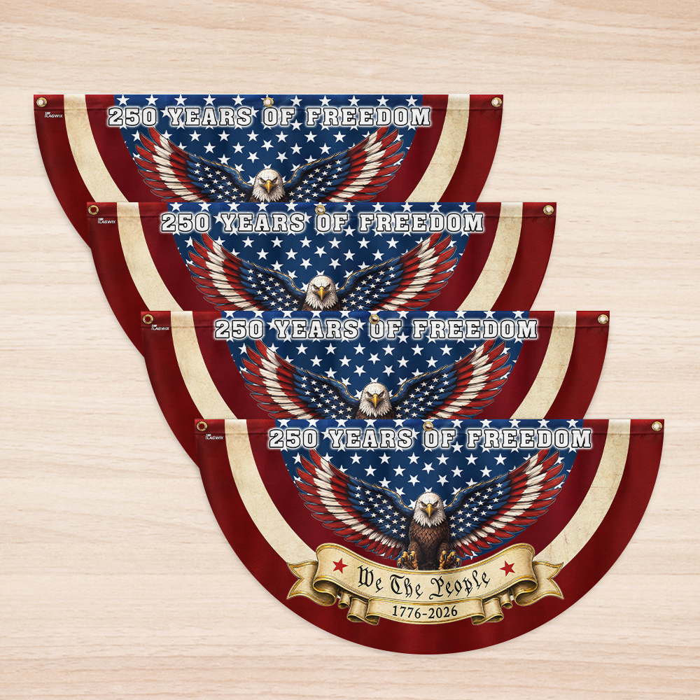 250 Years of Freedom American Fan Flag, Patriotic Bunting Flag We The People 1776 2026