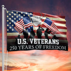 Patriotic 250 Years of Freedom American Flag, US Veterans 1776 2026 Grommet Flag
