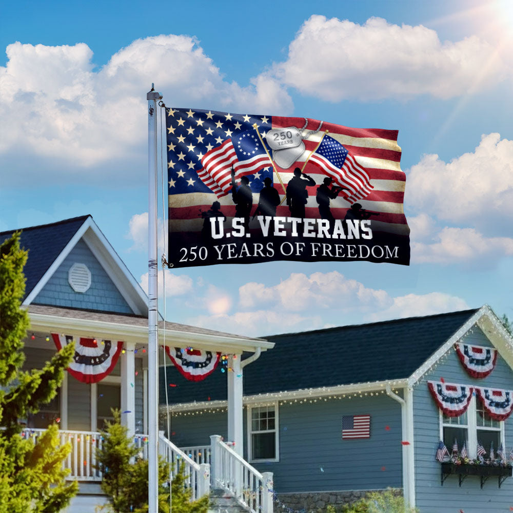 Patriotic 250 Years of Freedom American Flag, US Veterans 1776 2026 Grommet Flag