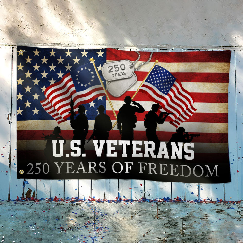 Patriotic 250 Years of Freedom American Flag, US Veterans 1776 2026 Grommet Flag
